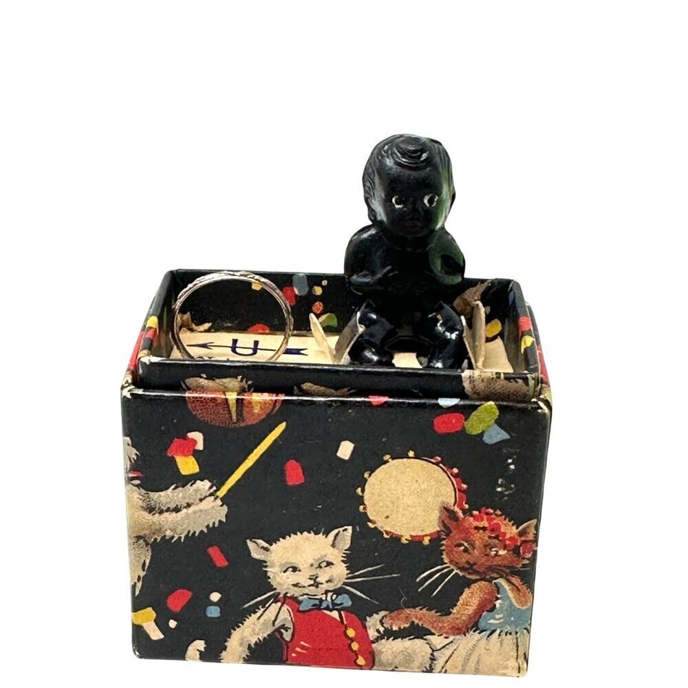Uncas Toy Ring Complete Set Cat Box Black Baby Doll Patent 1643421 Vintage USA